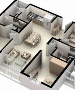 báo giá thi công nội thất căn hộ chung cư 02 phòng ngủ