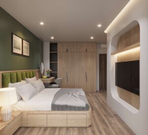 thi công nội thất biệt thự phố thị 02 phòng ngủ