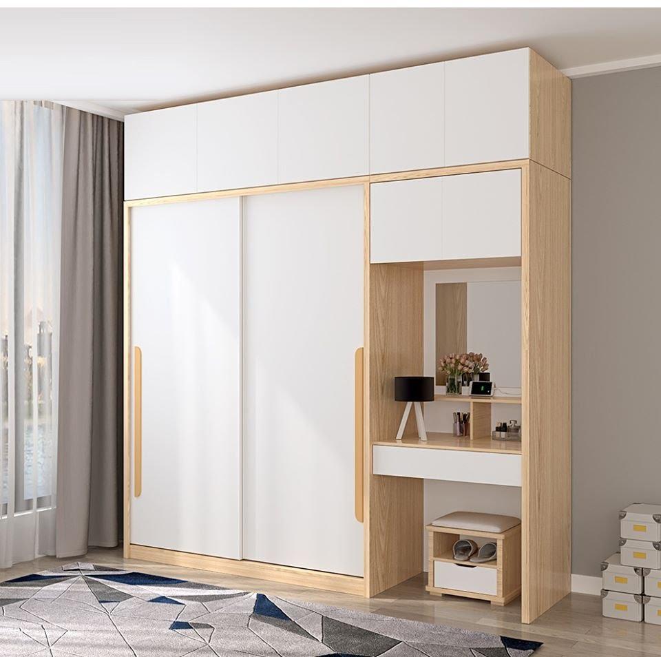 Tủ quần áo kèm với bàn trang điểm hiện đại, tối giản