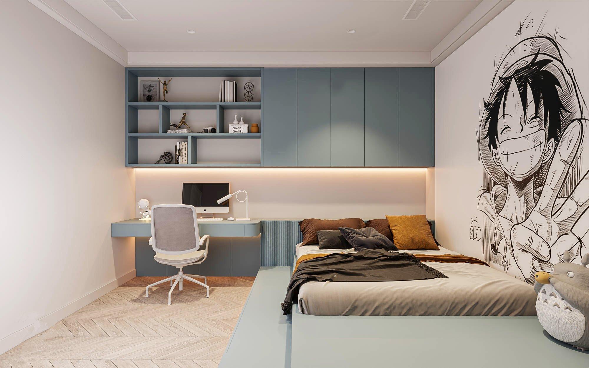 Phòng ngủ bé trai 11-13 tuổi gọn gàng, ngăn nắp