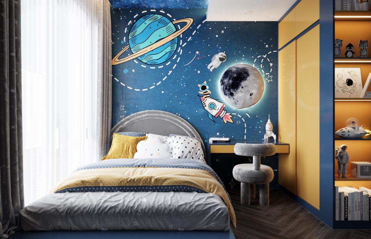 Trang trí phòng ngủ chi bé trai bằng những họa tiết kích thích trí tò mò