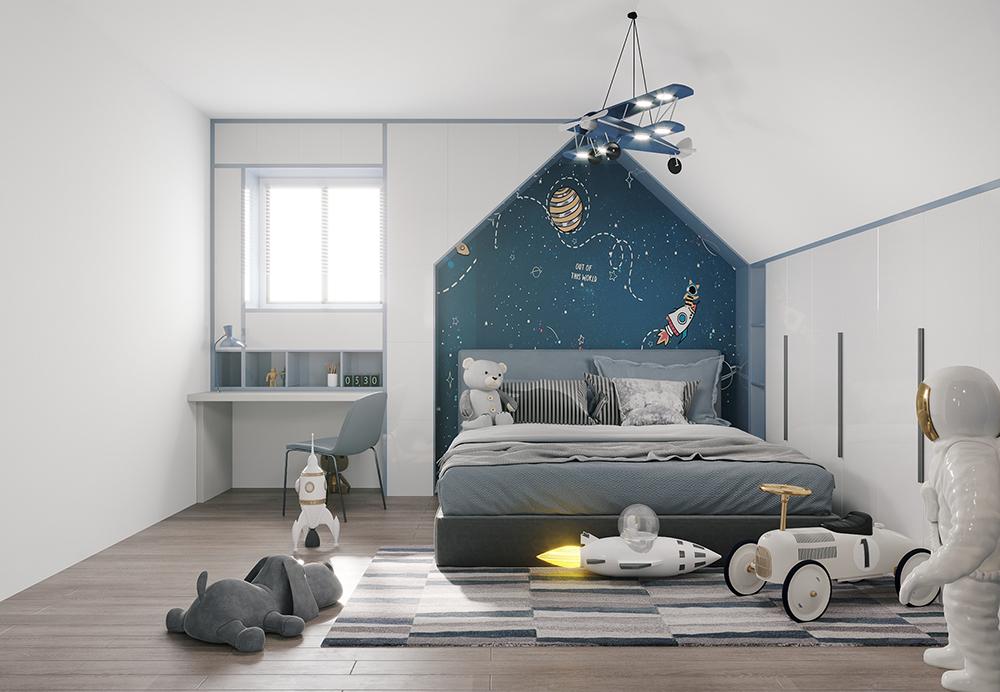 Phòng ngủ bé trai thiết kế theo chủ đề phiêu lưu kỳ thú