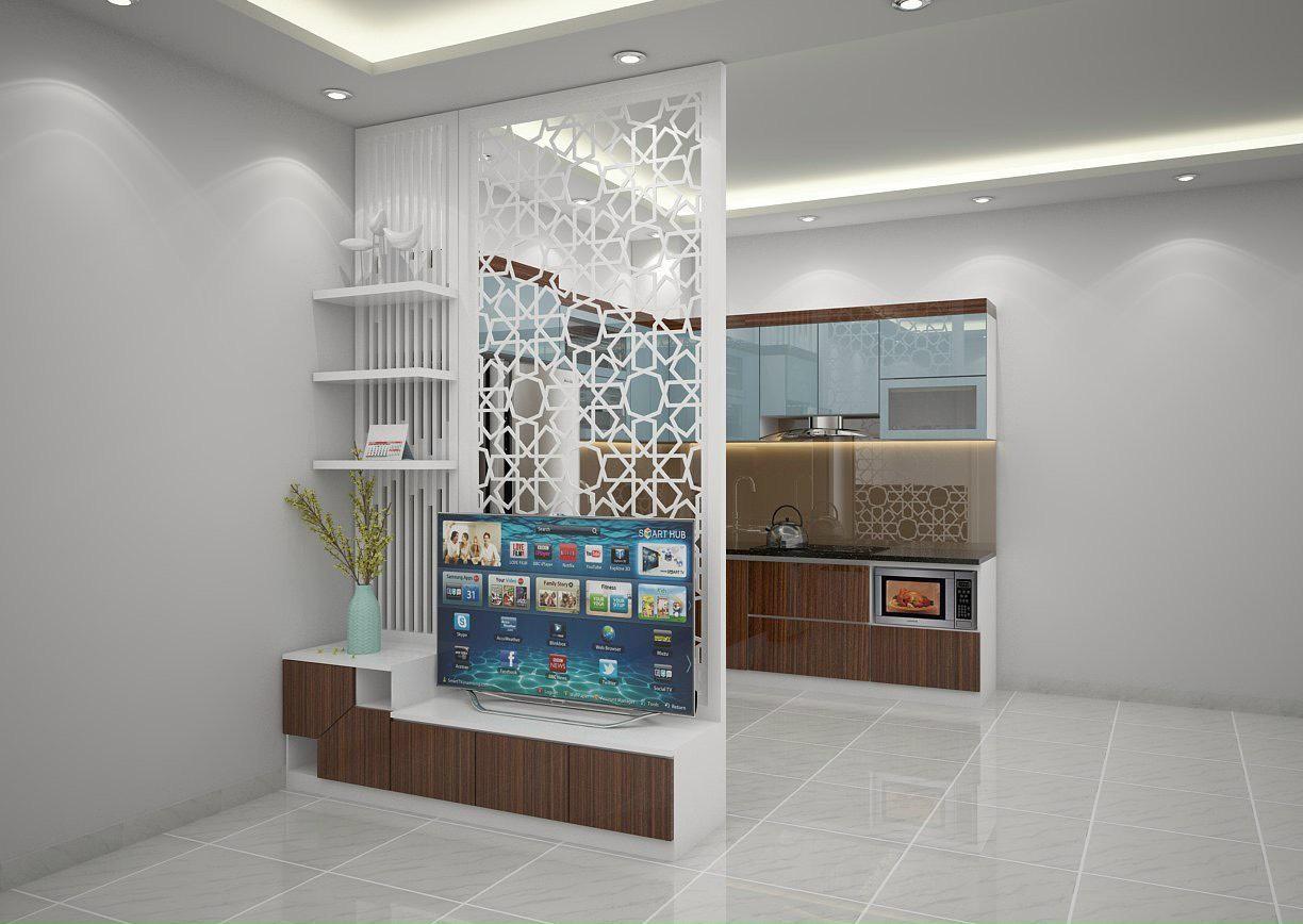 Vách ngăn phòng khách chất liệu nhựa PVC bền, đẹp, dễ vệ sinh