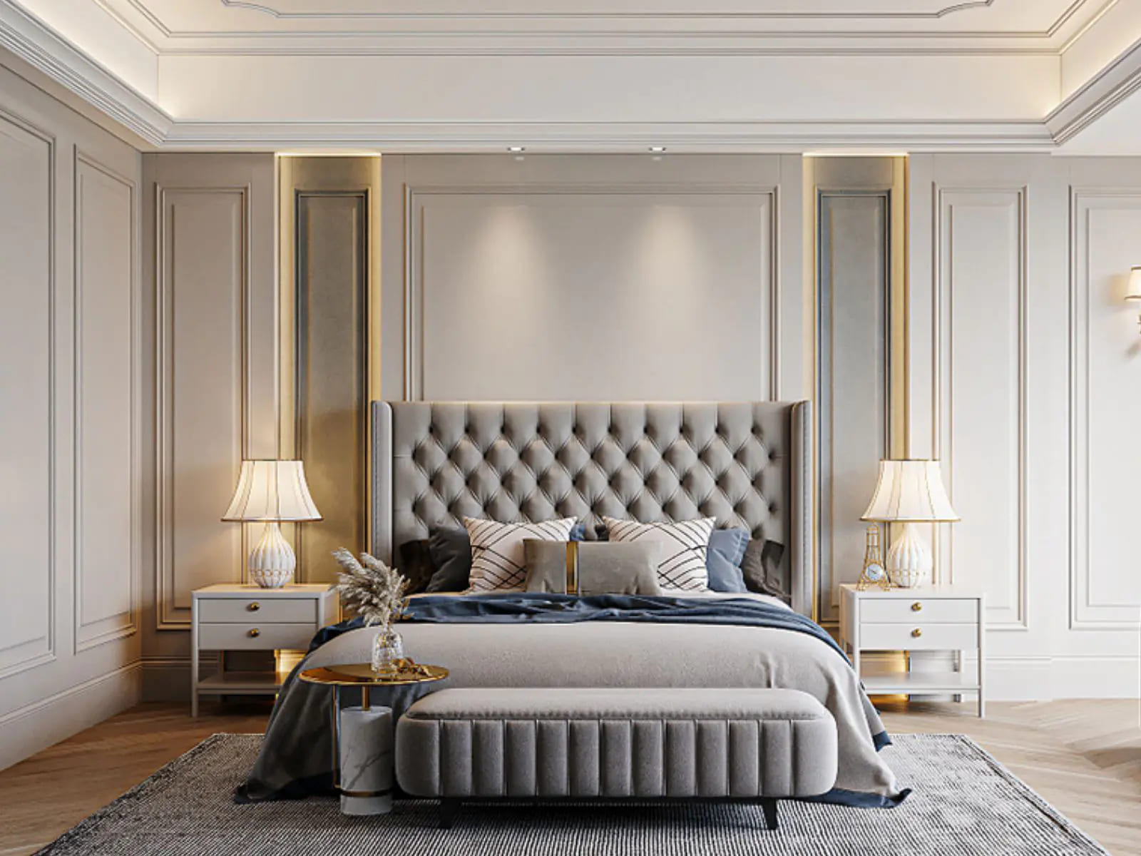 Phòng ngủ tân cổ điển là sự kết hợp hoàn hảo giữa 2 phong cách, vừa mang nét hiện đại, nhẹ nhàng nhưng vẫn tạo ra một cảm giác hoài niệm, cổ xưa.