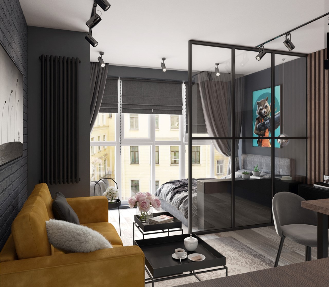 Bởi diện tích nhỏ nên khi thiết kế căn hộ studio 30m2 bạn không đủ không gian để chia phòng