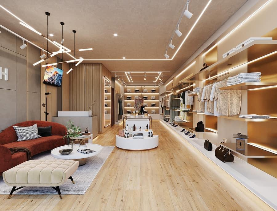 Nội thất shop quần áo cần được bài trí khoa học, gọn gàng 